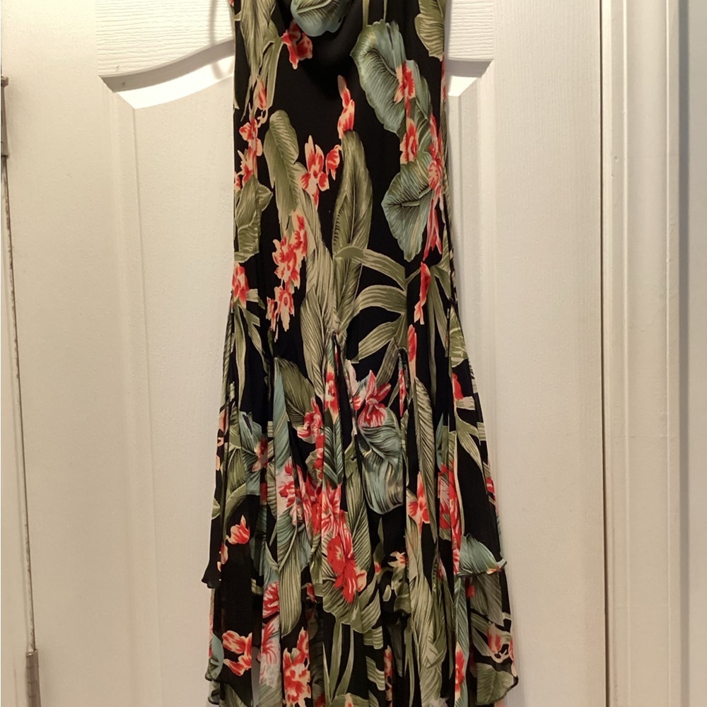 Floral Zig Zag Ruffle Hem Skirt